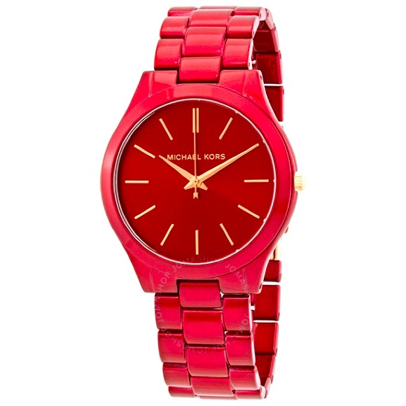 MICHAEL KORS MK3895 SLIM RUNWAY RED WATCH - Picture 1 of 1